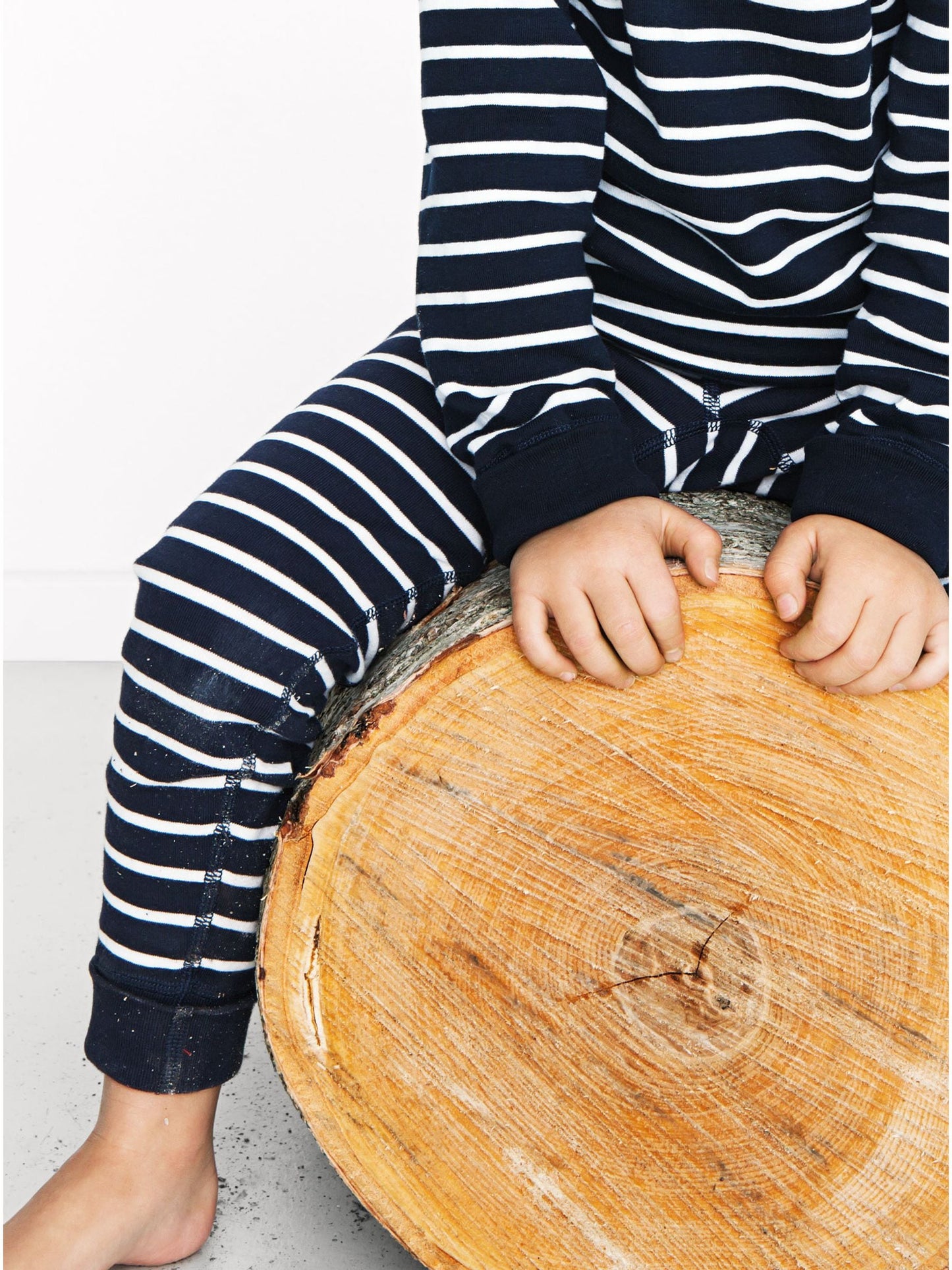 Polarn O. Pyret Blue Cotton Striped Leggings image 2