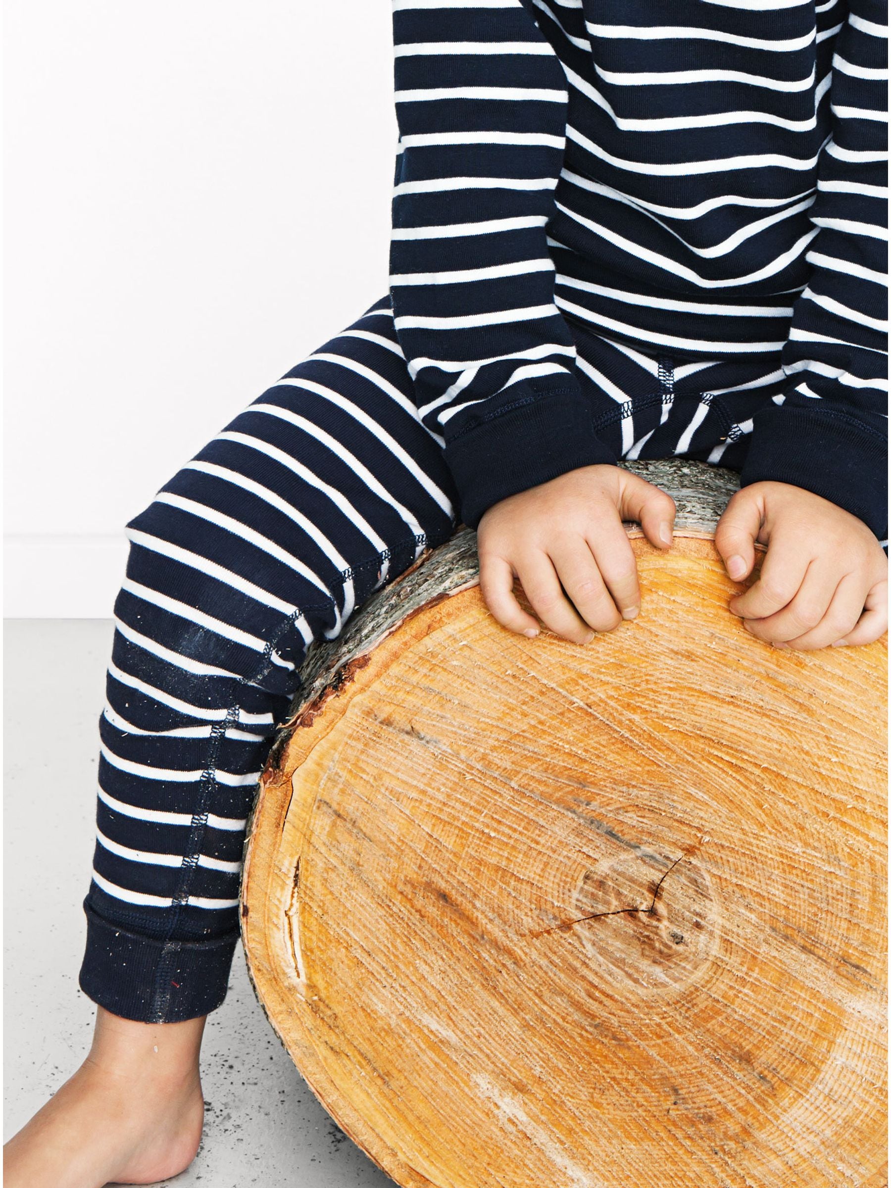 Polarn O. Pyret Blue Cotton Striped Leggings image 2