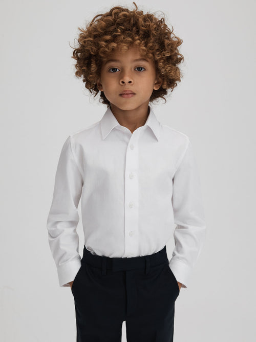 Reiss White Remote 3-9 yrs Slim Fit Cotton Shirt image 1