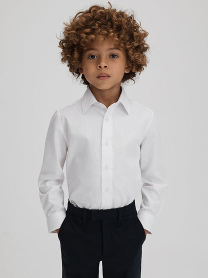Reiss White Remote 3-9 yrs Slim Fit Cotton Shirt image 1