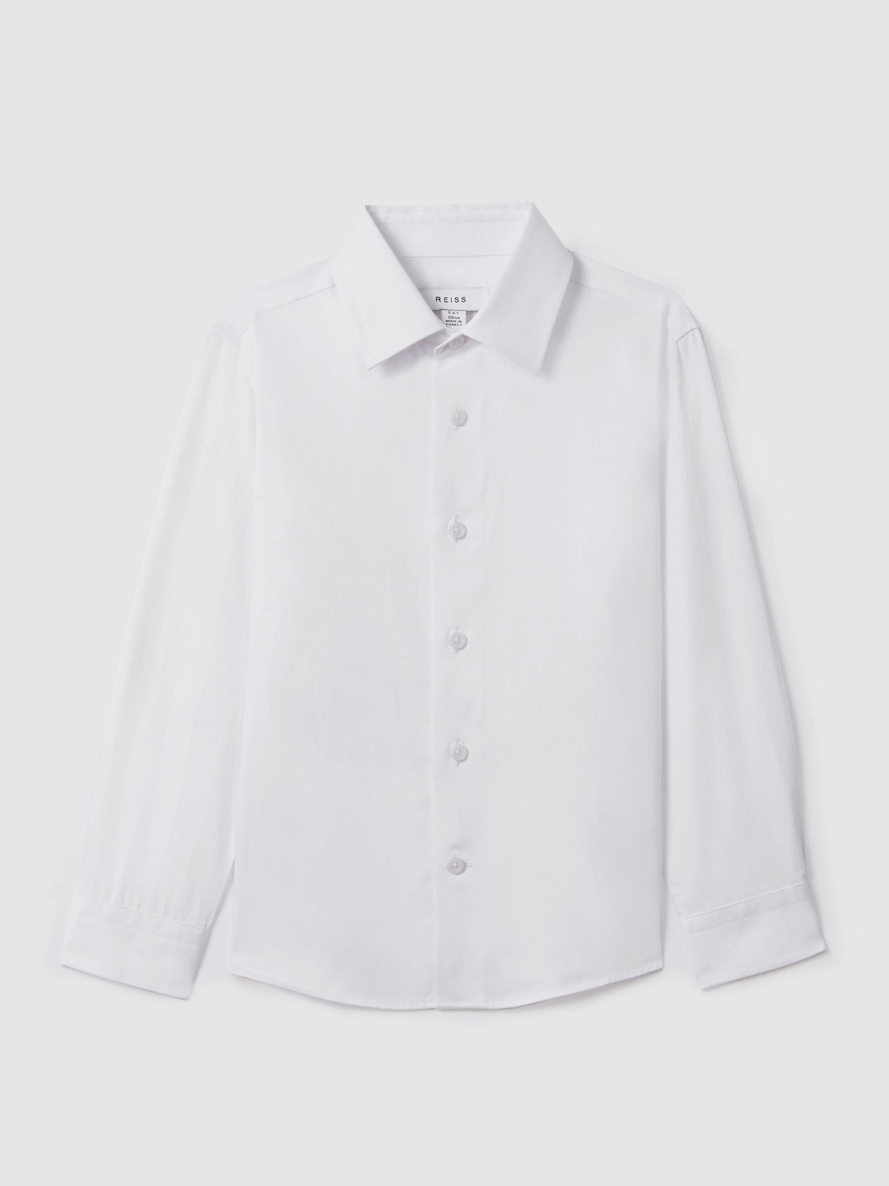 Reiss White Remote 3-9 yrs Slim Fit Cotton Shirt image 2