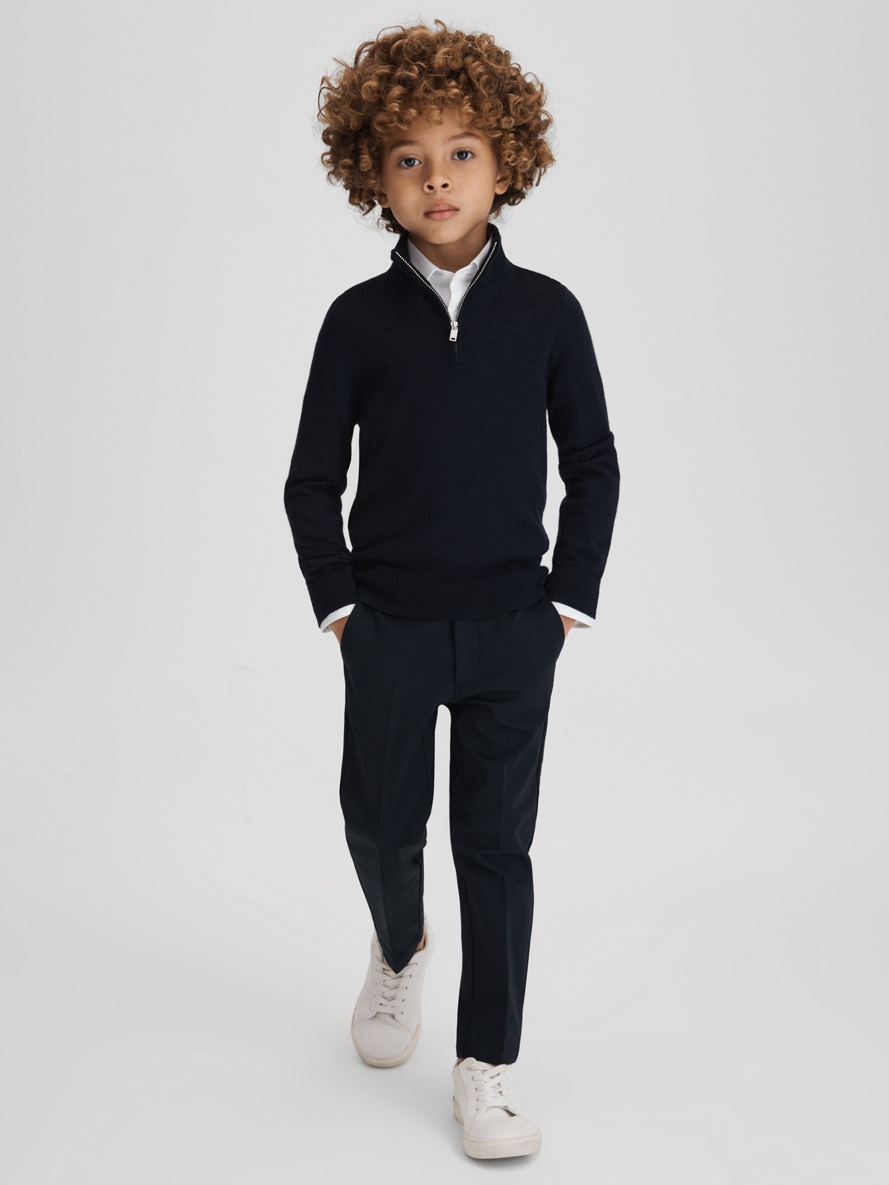 Reiss White Remote 3-9 yrs Slim Fit Cotton Shirt image 3