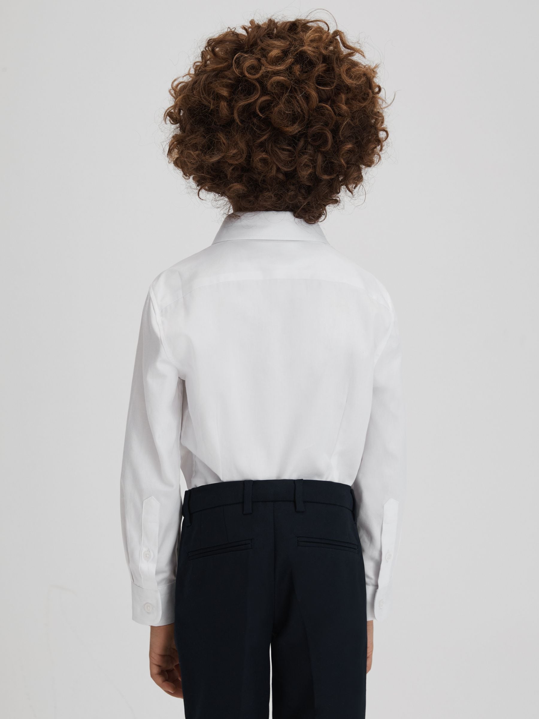 Reiss White Remote 3-9 yrs Slim Fit Cotton Shirt image 5