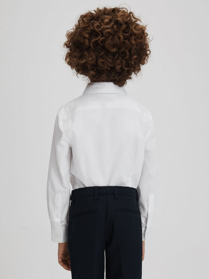 Reiss White Remote 3-9 yrs Slim Fit Cotton Shirt image 5