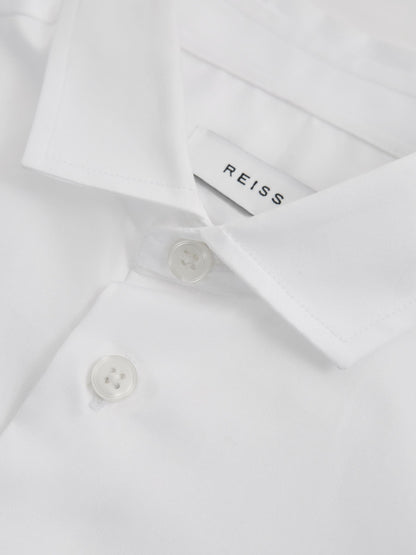 Reiss White Remote 3-9 yrs Slim Fit Cotton Shirt image 6