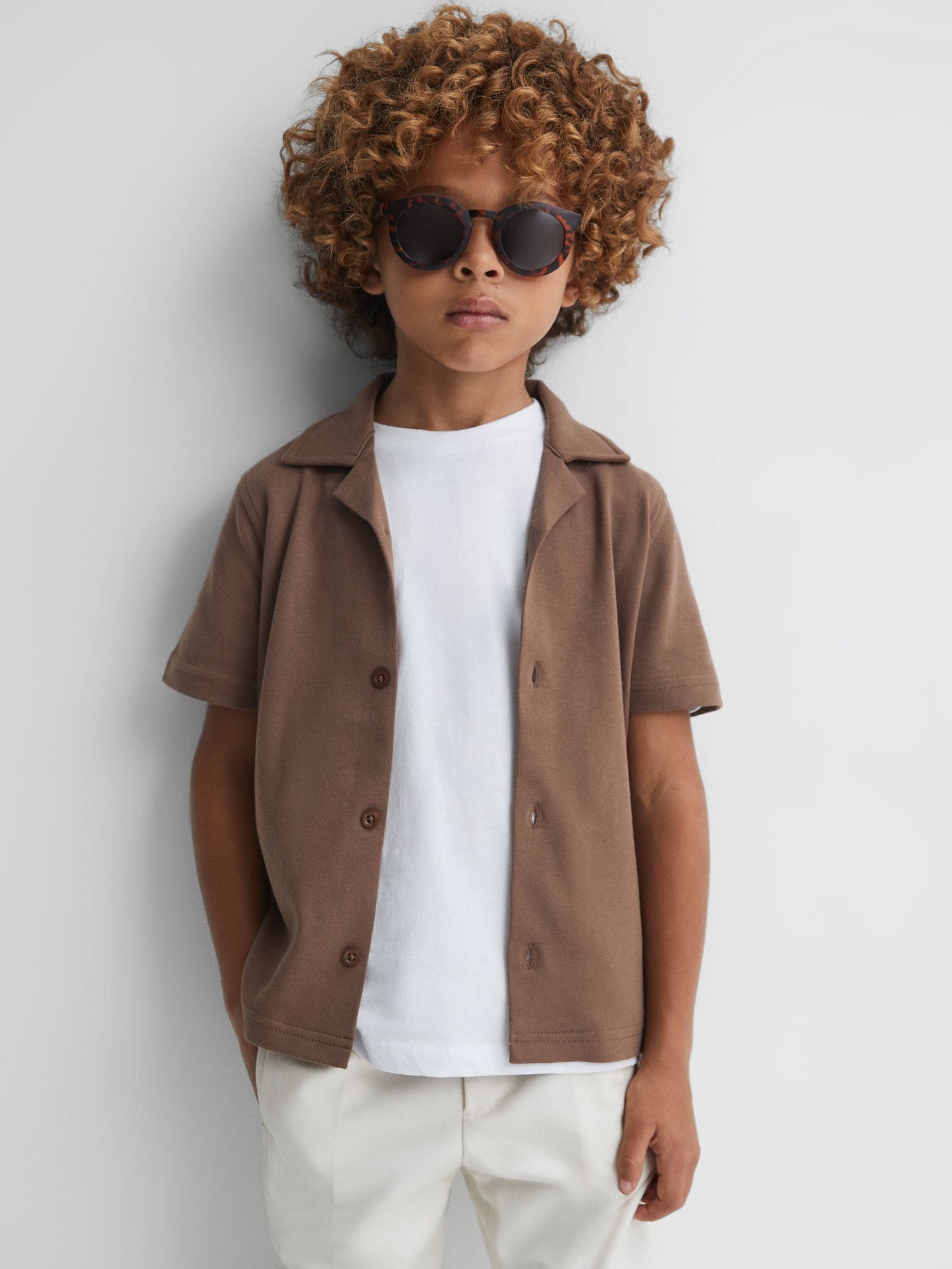 Dsiney Kidz - Reiss Tobacco Caspa 3-9 yrs Cotton Cuban Collar Shirt image 3