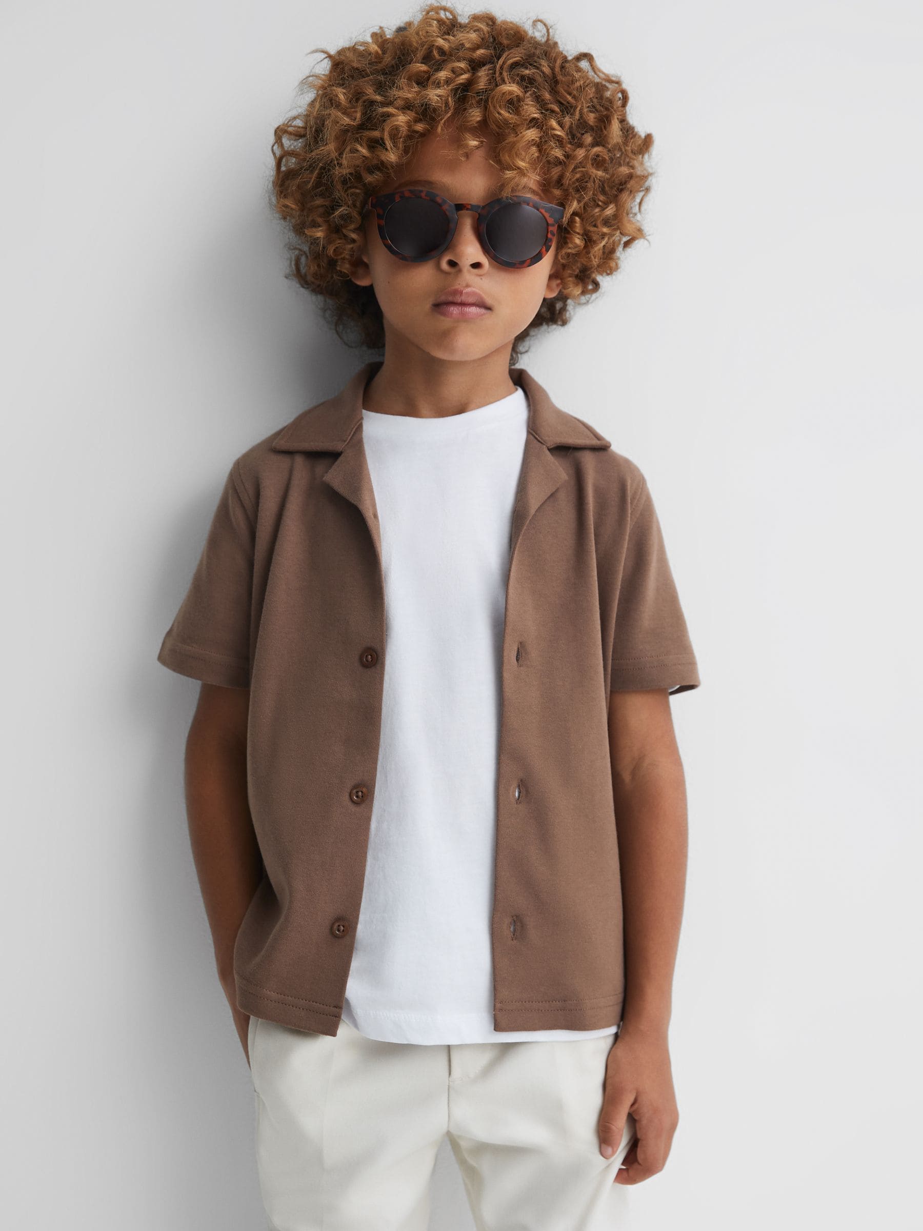 Dsiney Kidz - Reiss Tobacco Caspa 3-9 yrs Cotton Cuban Collar Shirt image 3