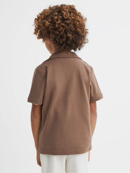 Dsiney Kidz - Reiss Tobacco Caspa 3-9 yrs Cotton Cuban Collar Shirt image 5