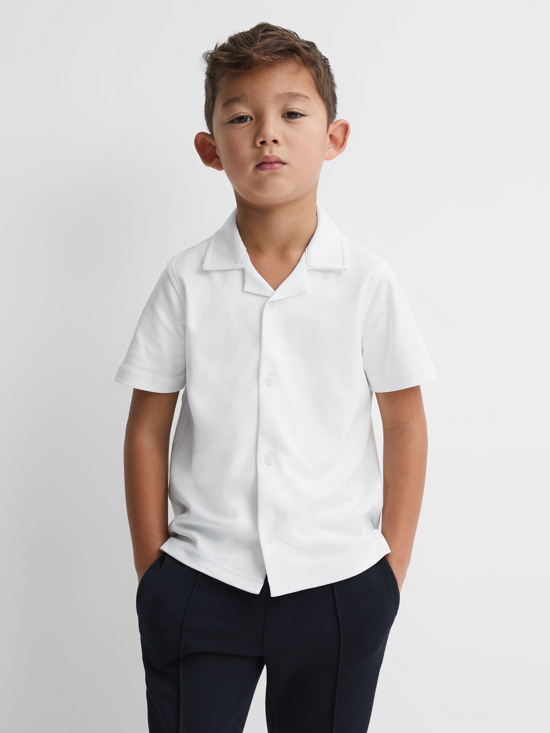 Dsiney Kidz - Reiss White Caspa 3-9 yrs Cotton Cuban Collar Shirt image 3