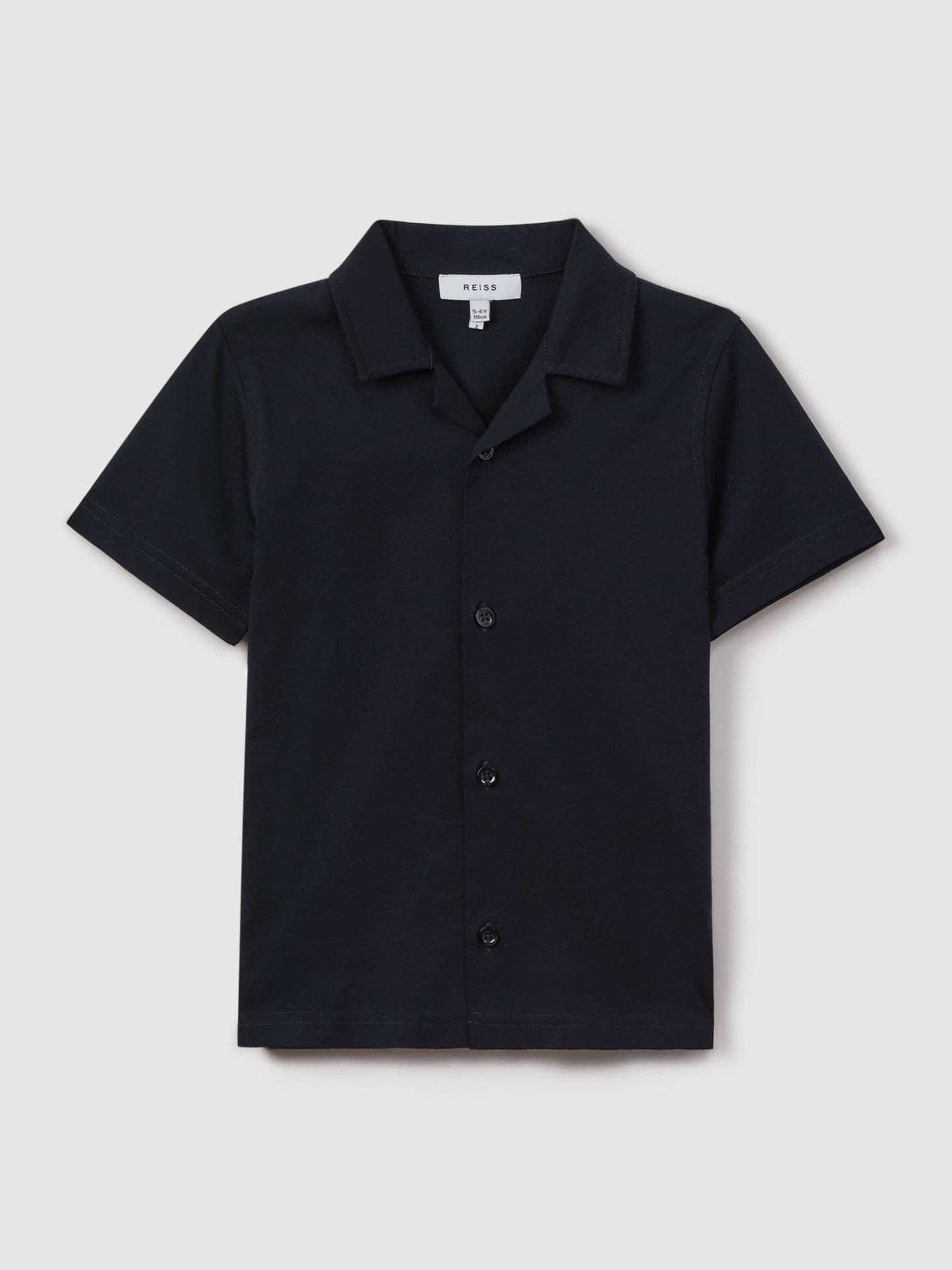 Dsiney Kidz - Reiss Navy Caspa Junior Cotton Cuban Collar Shirt image 2