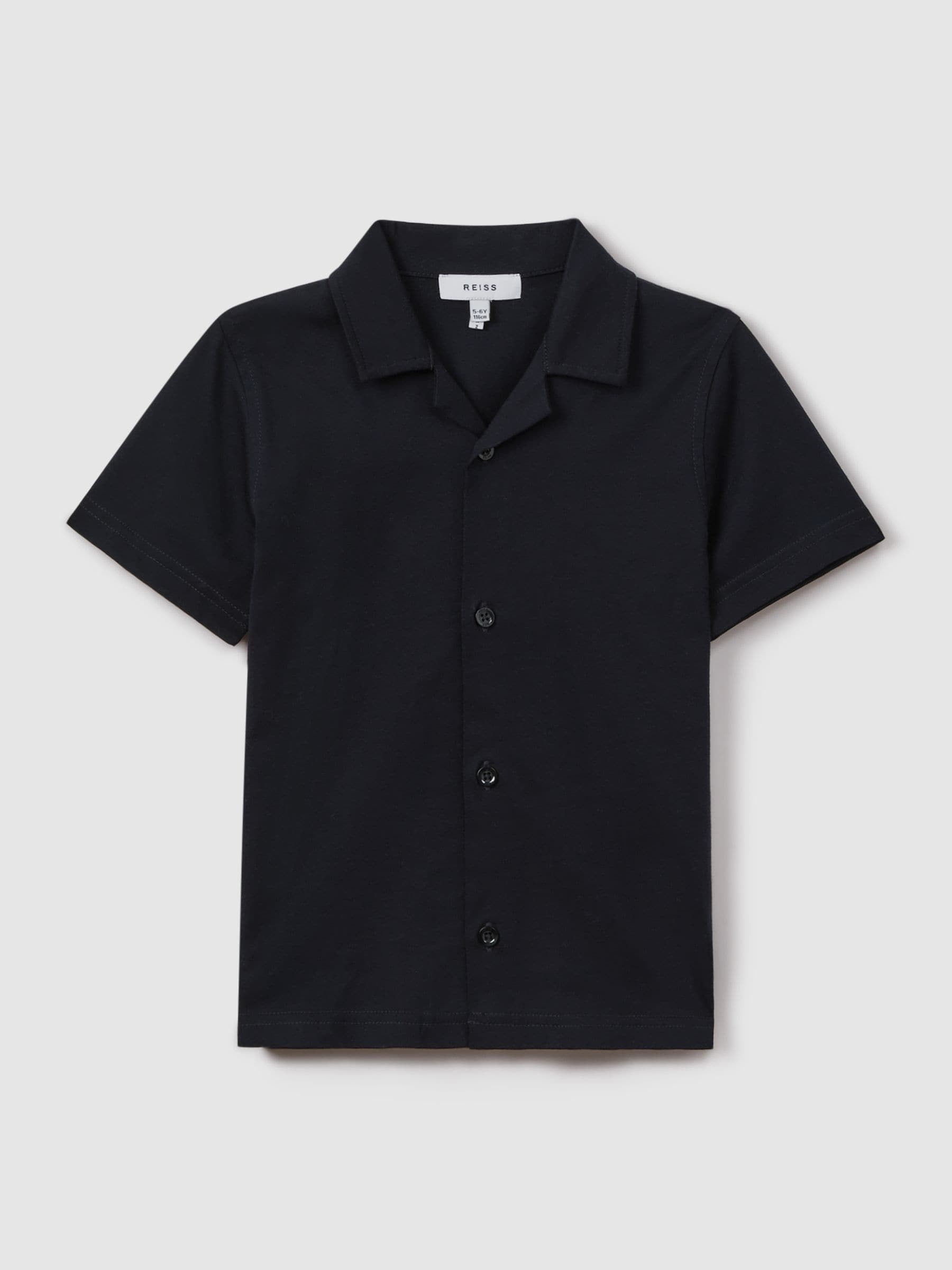 Dsiney Kidz - Reiss Navy Caspa Junior Cotton Cuban Collar Shirt image 2