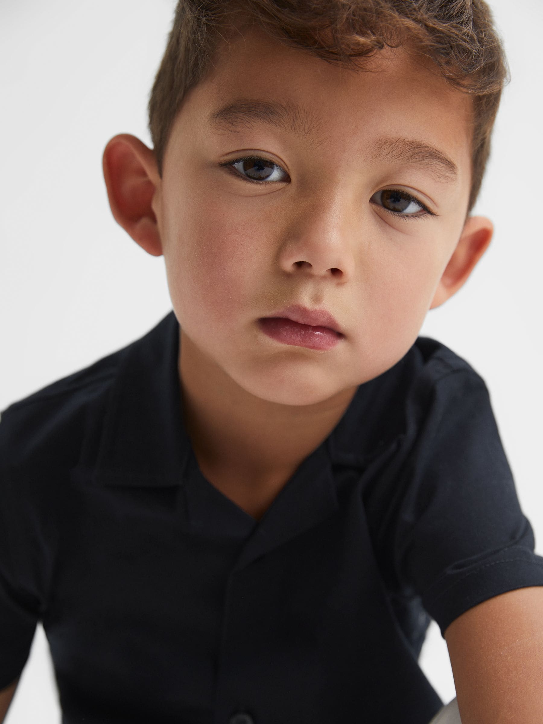 Dsiney Kidz - Reiss Navy Caspa Junior Cotton Cuban Collar Shirt image 4