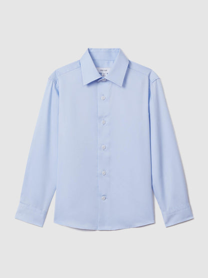 Reiss Soft Blue Remote 3-9 yrs Slim Fit Cotton Shirt image 2