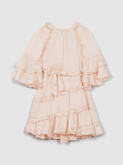 Dsiney Kidz - Reiss Pink Polly Senior Textured Satin Frilly Dress image 2