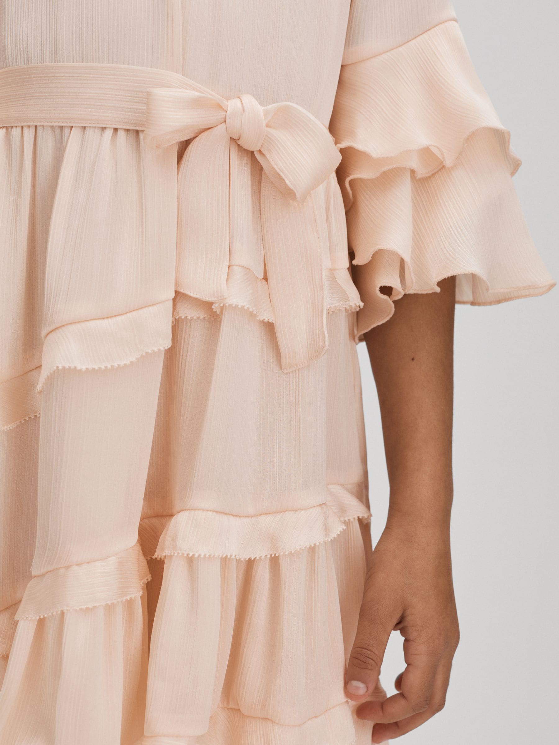 Dsiney Kidz - Reiss Pink Polly Senior Textured Satin Frilly Dress image 4
