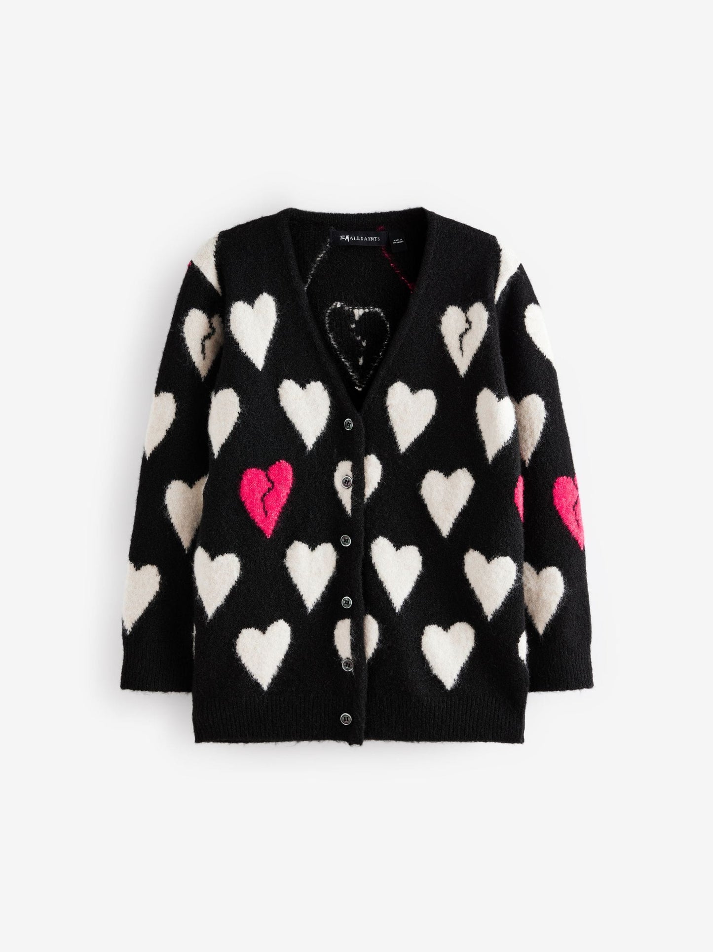 Dsiney Kidz - smALLSAINTS Black Amore Heart Girls Long Knitted Cardigan image 6