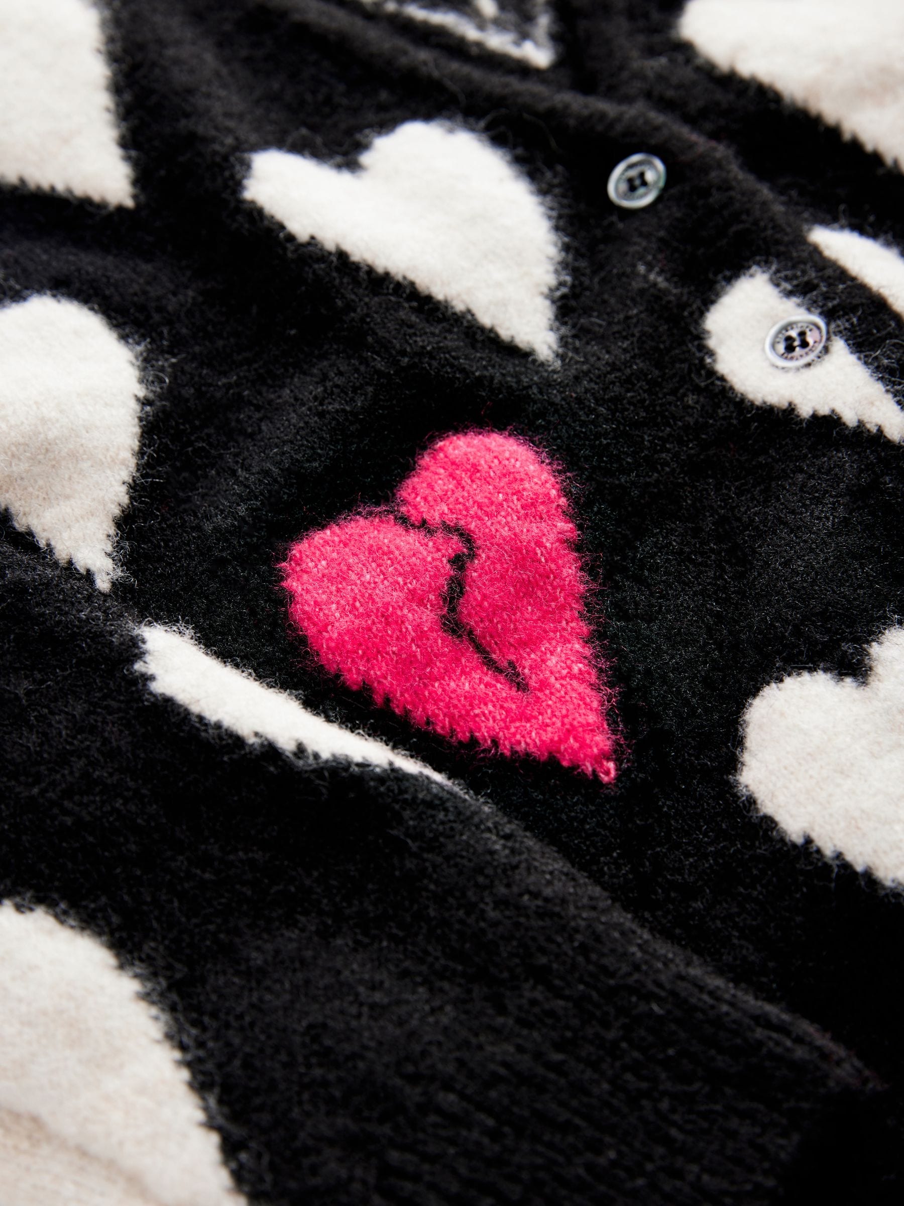 Dsiney Kidz - smALLSAINTS Black Amore Heart Girls Long Knitted Cardigan image 8