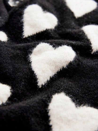 Dsiney Kidz - smALLSAINTS Black Amore Heart Girls Long Knitted Cardigan image 9