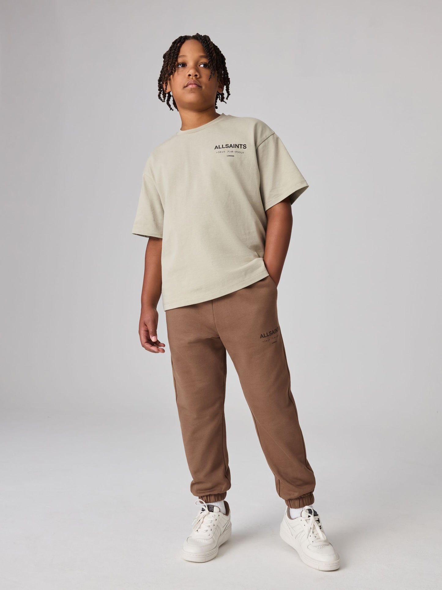 Dsiney Kidz - smALLSAINTS Brown Underground Straight Cuffed Cotton Joggers image 2