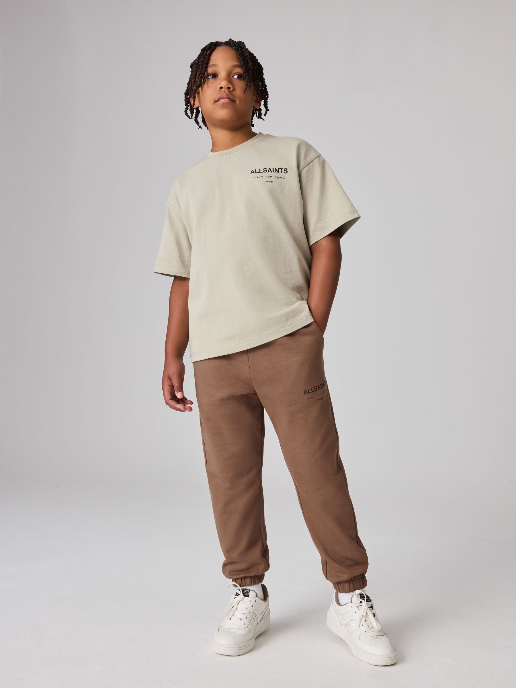 Dsiney Kidz - smALLSAINTS Brown Underground Straight Cuffed Cotton Joggers image 2