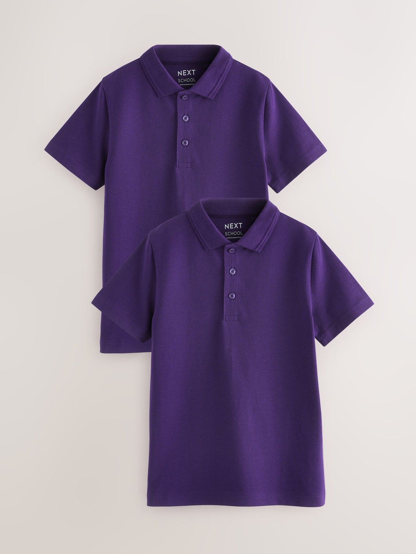 Dsiney Kidz - Purple Regular Fit Cotton School Short Sleeve Polo Shirts 2 Pack (3-16yrs) image 1