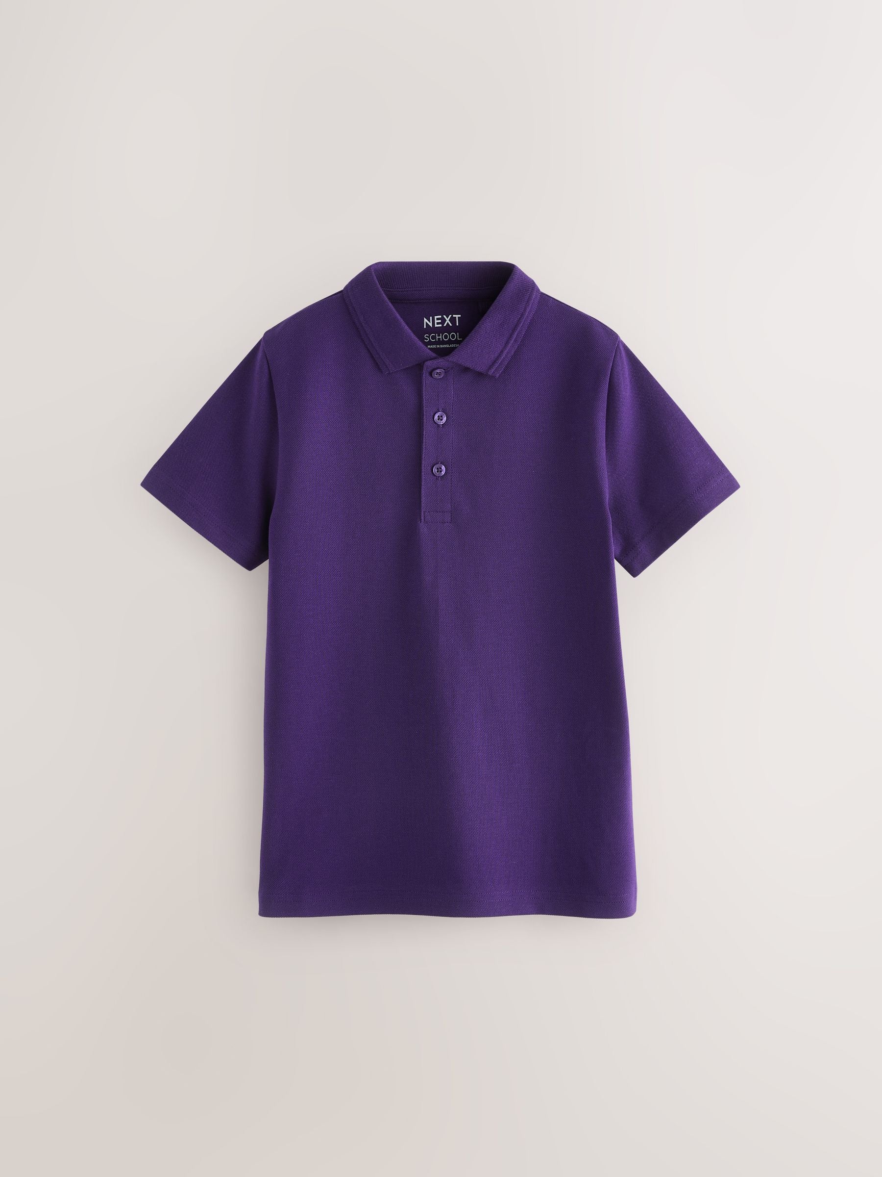 Dsiney Kidz - Purple Regular Fit Cotton School Short Sleeve Polo Shirts 2 Pack (3-16yrs) image 2