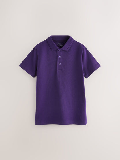 Dsiney Kidz - Purple Regular Fit Cotton School Short Sleeve Polo Shirts 2 Pack (3-16yrs) image 2