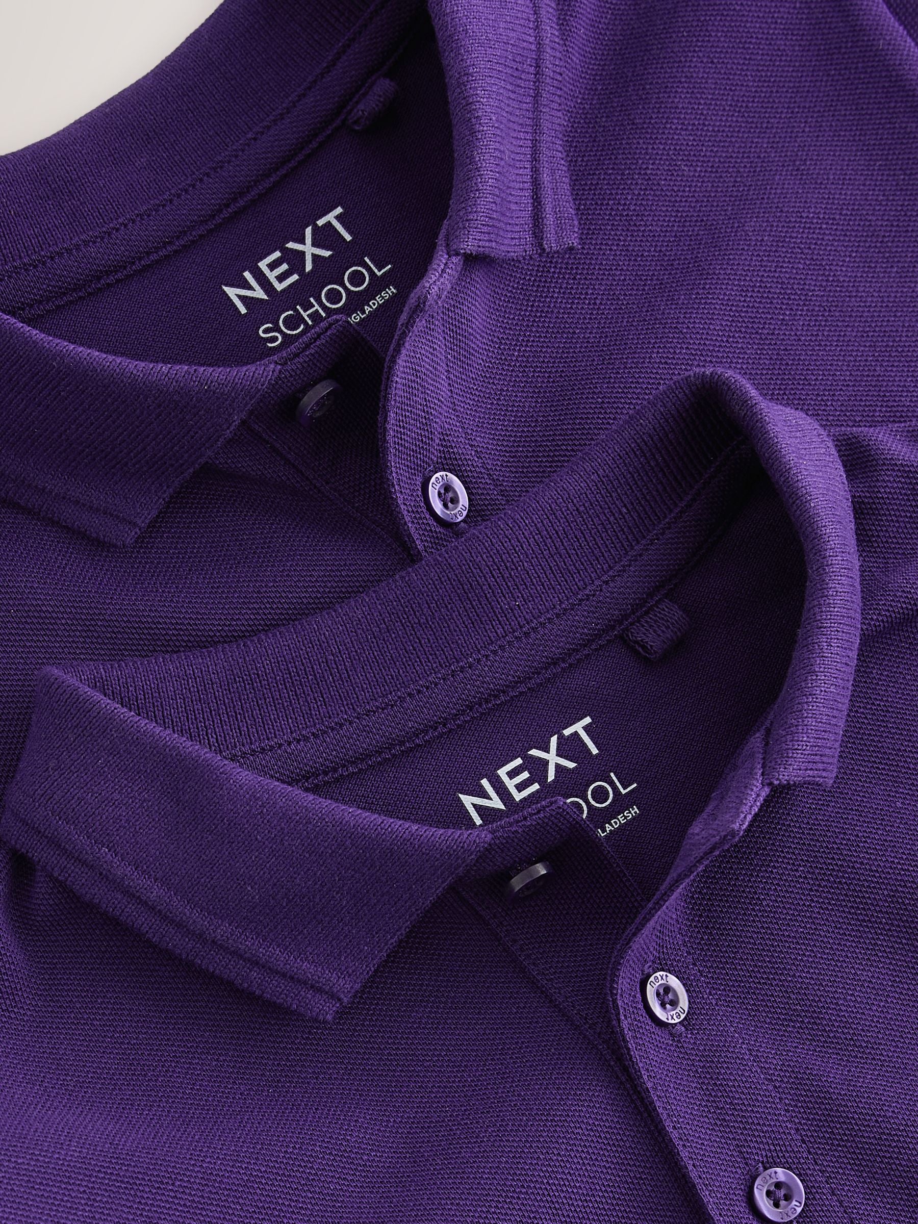 Dsiney Kidz - Purple Regular Fit Cotton School Short Sleeve Polo Shirts 2 Pack (3-16yrs) image 5