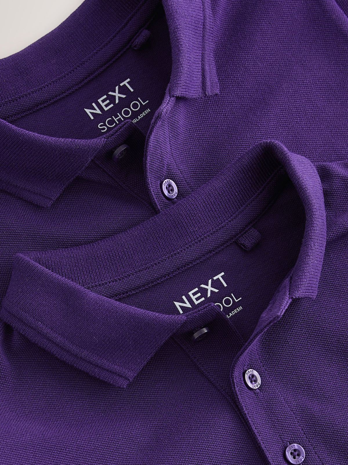 Dsiney Kidz - Purple Regular Fit Cotton School Short Sleeve Polo Shirts 2 Pack (3-16yrs) image 5
