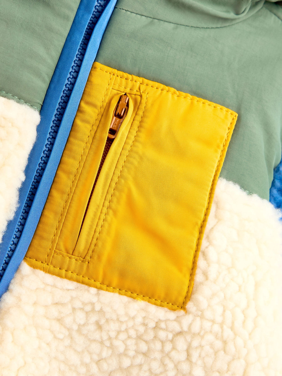 JoJo Maman Bébé Green Blue & Cream Colour Block All-In-One Borg Fleece - image 4