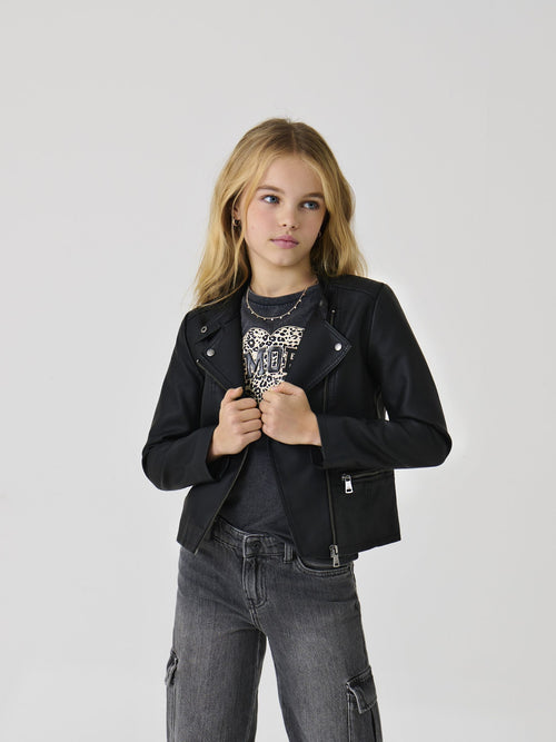 Dsiney Kidz - ONLY KIDS Black Faux Leather Biker Jacket image 1