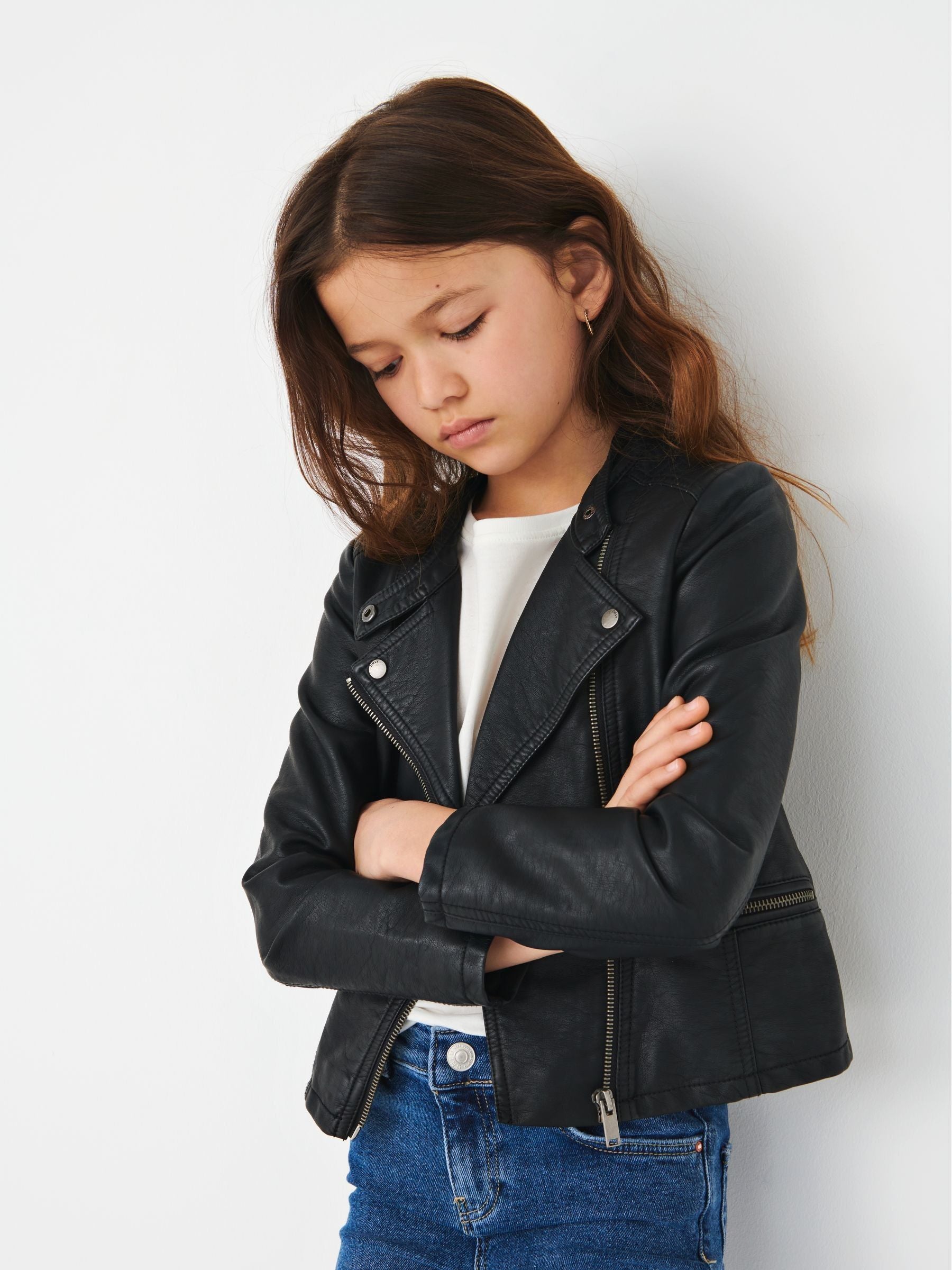 Dsiney Kidz - ONLY KIDS Black Faux Leather Biker Jacket image 2