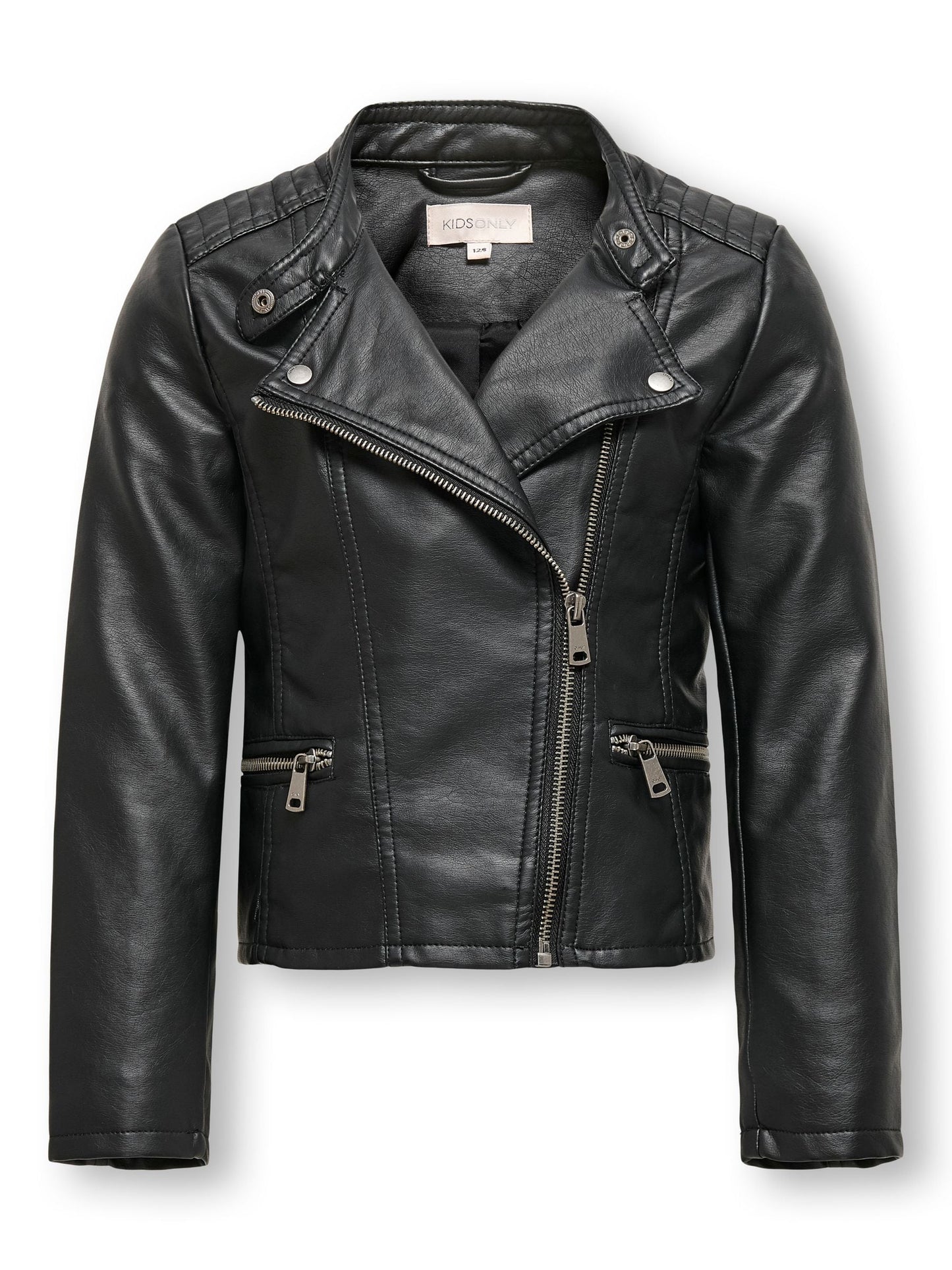 Dsiney Kidz - ONLY KIDS Black Faux Leather Biker Jacket image 3