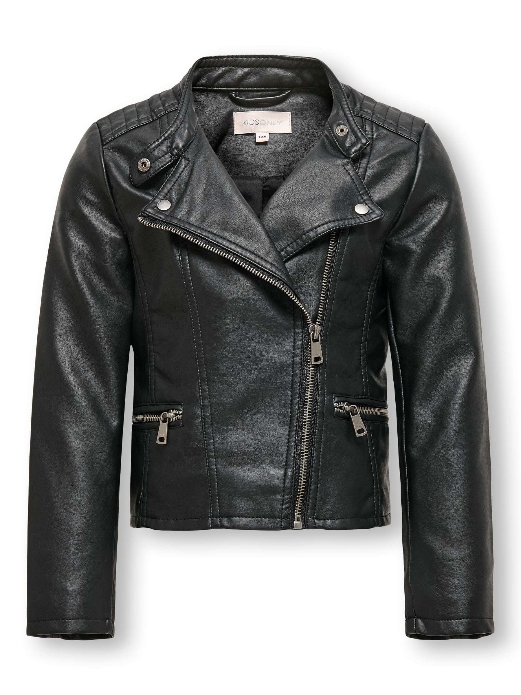 Dsiney Kidz - ONLY KIDS Black Faux Leather Biker Jacket image 3