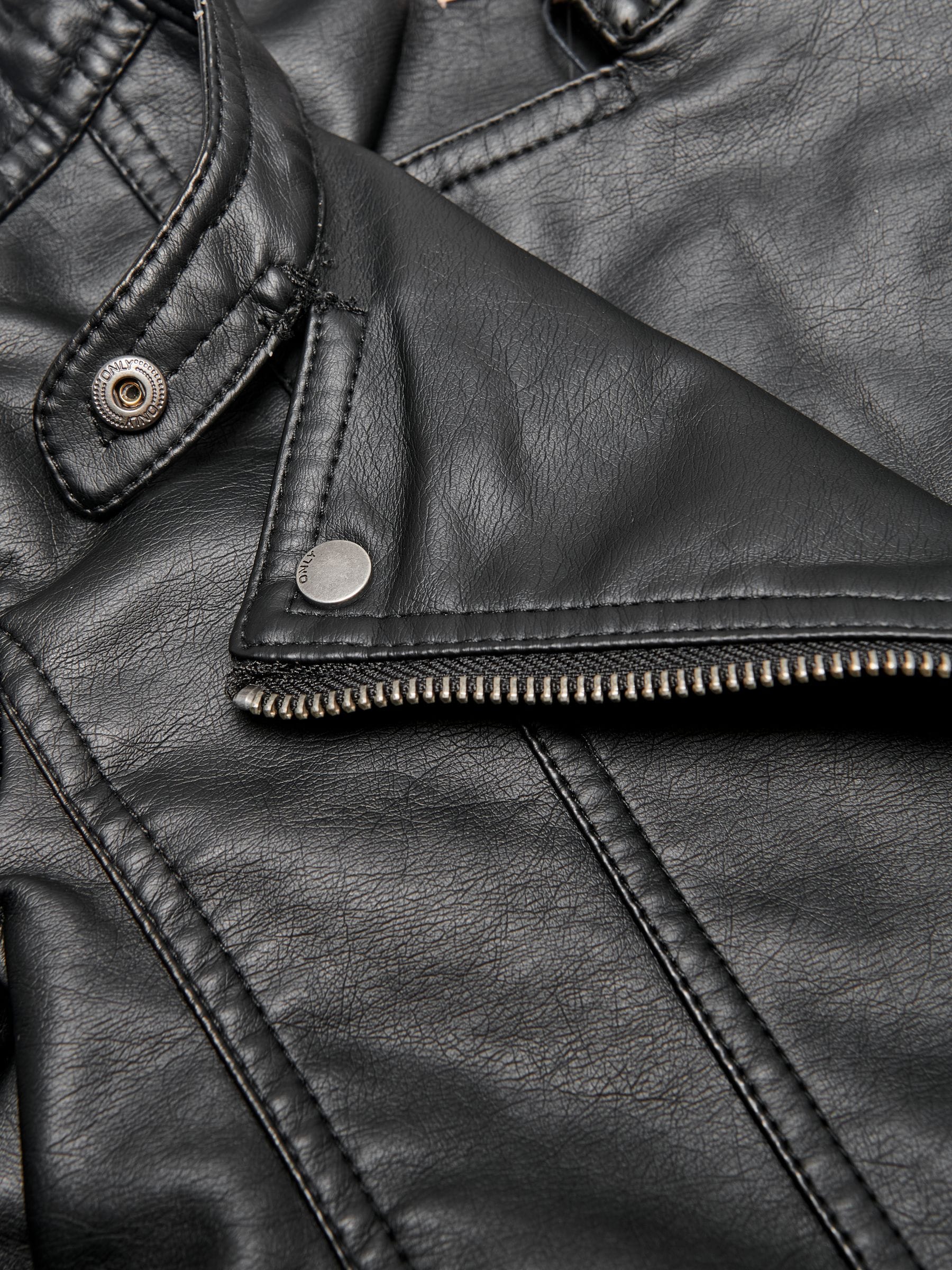 Dsiney Kidz - ONLY KIDS Black Faux Leather Biker Jacket image 5