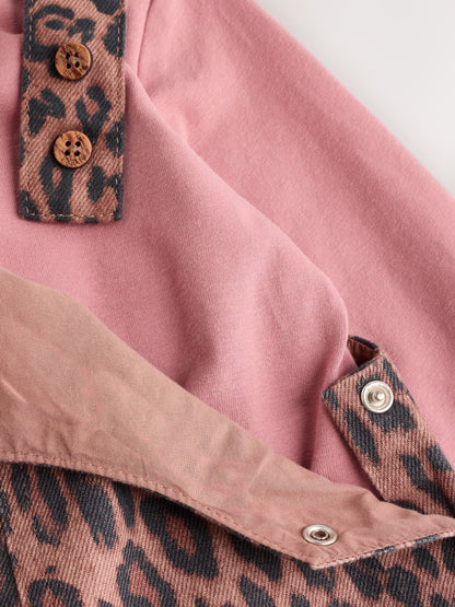 Tan Brown Leopard Print Long Sleeve Baby Bodysuit & Dungarees Set (0mths-2yrs)