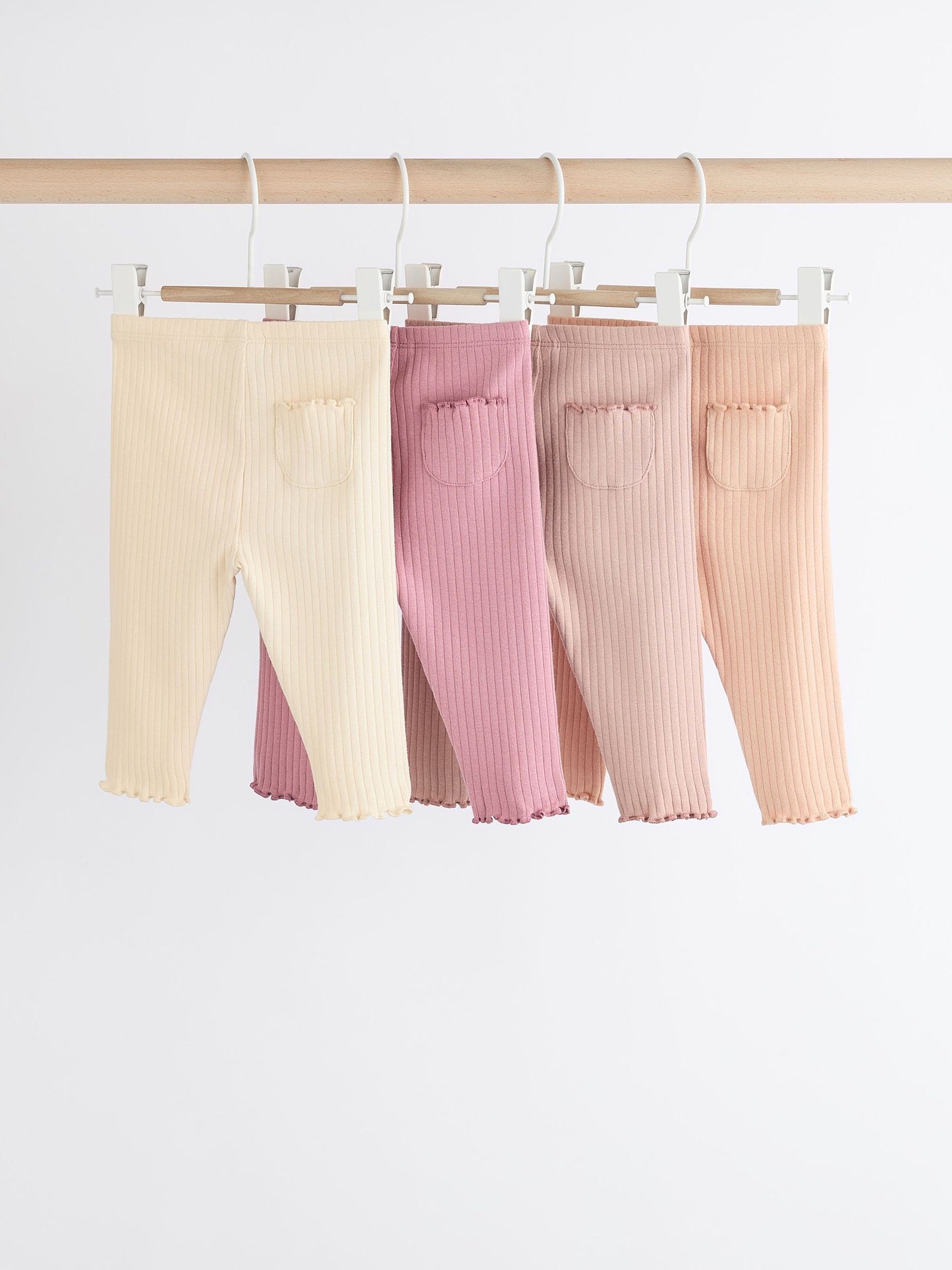 Pink Ribbed Baby Leggings 4 Pack (0mths-2yrs) image 2