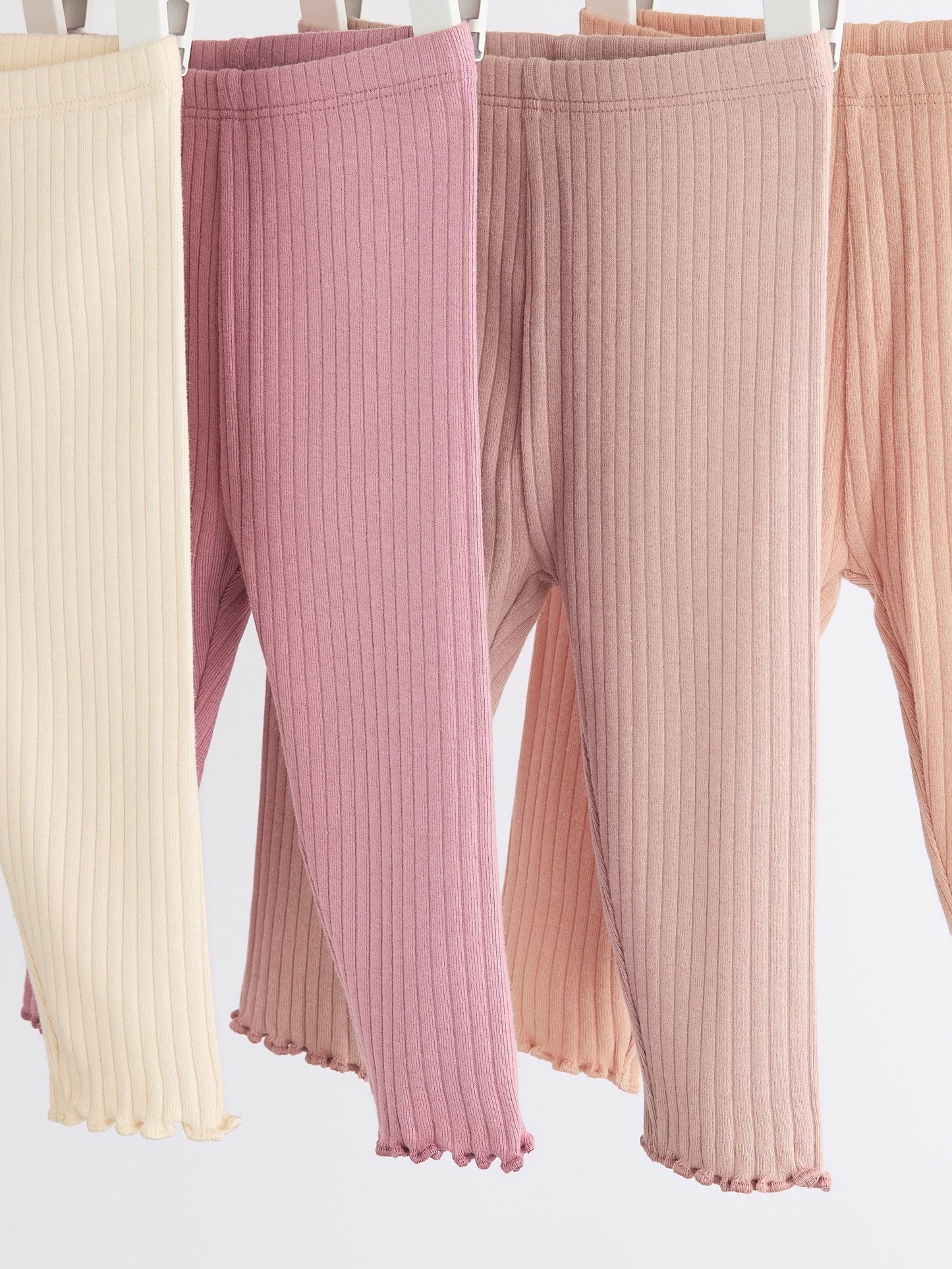 Pink Ribbed Baby Leggings 4 Pack (0mths-2yrs) image 3