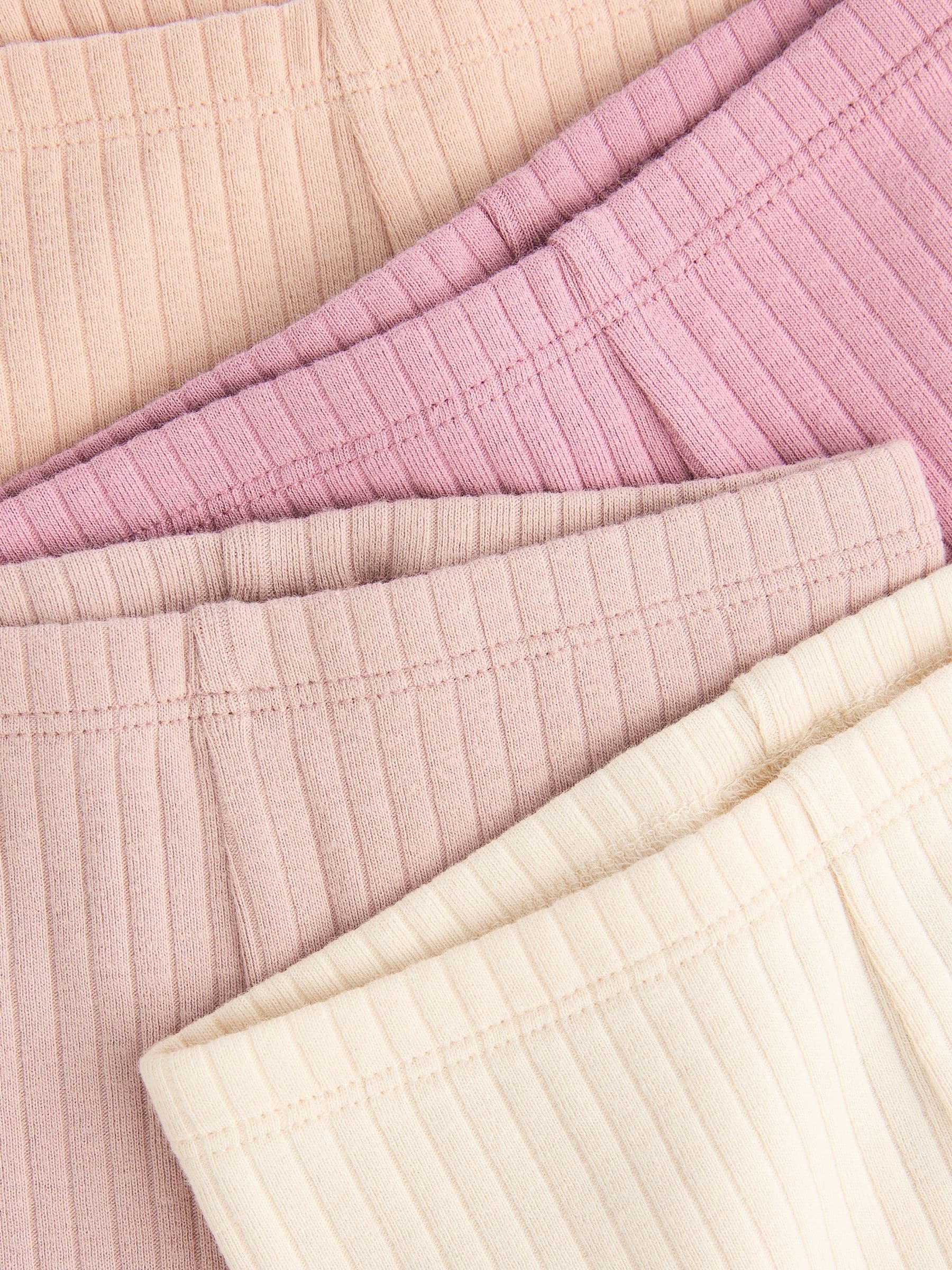 Pink Ribbed Baby Leggings 4 Pack (0mths-2yrs) image 4