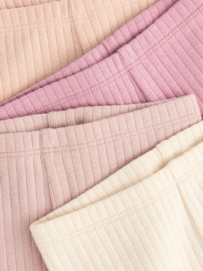 Pink Ribbed Baby Leggings 4 Pack (0mths-2yrs) image 4