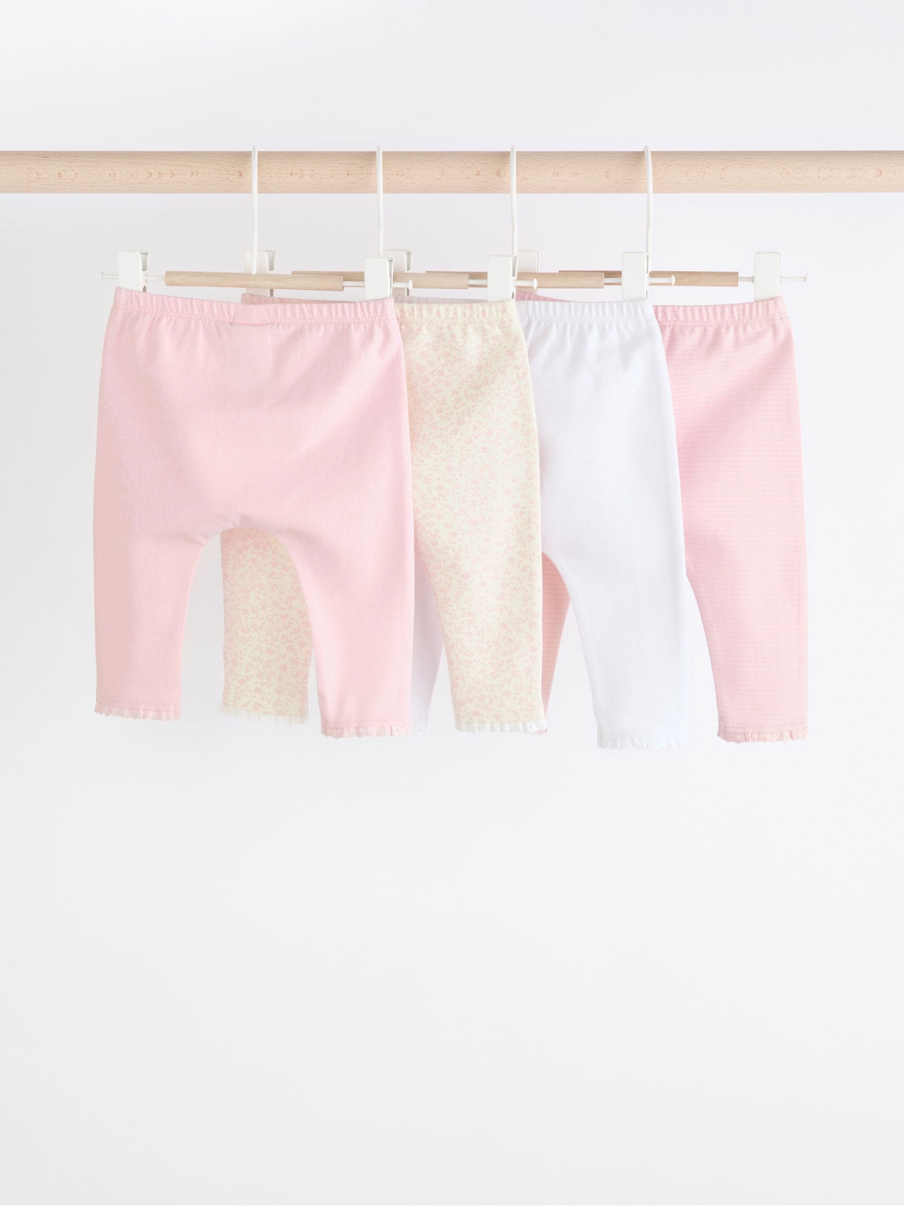 White/Pink Baby Leggings 4 Pack (0mths-2yrs) image 2
