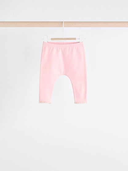 White/Pink Baby Leggings 4 Pack (0mths-2yrs) image 6