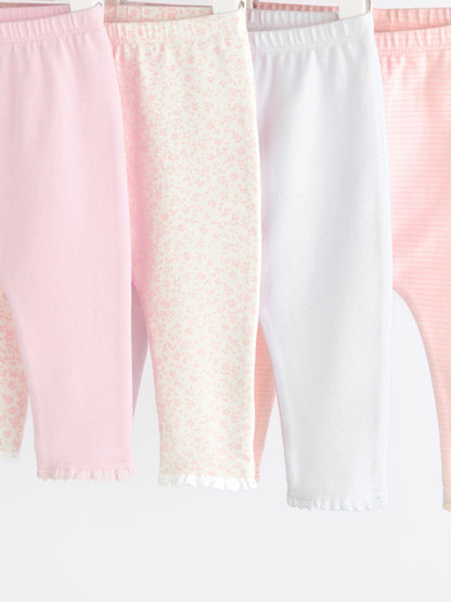 White/Pink Baby Leggings 4 Pack (0mths-2yrs) image 7