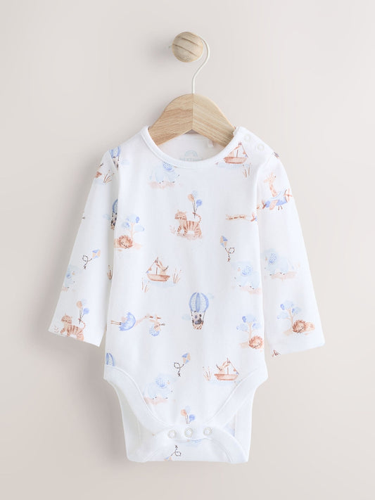 Blue Elephant Print Baby Velour Dungarees and Bodysuit Set (0mths-3yrs)