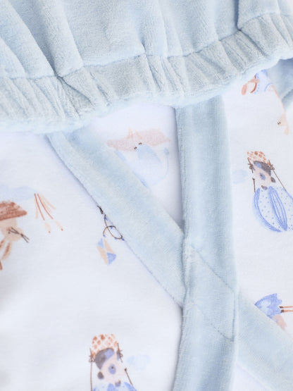 Blue Elephant Print Baby Velour Dungarees and Bodysuit Set (0mths-3yrs)
