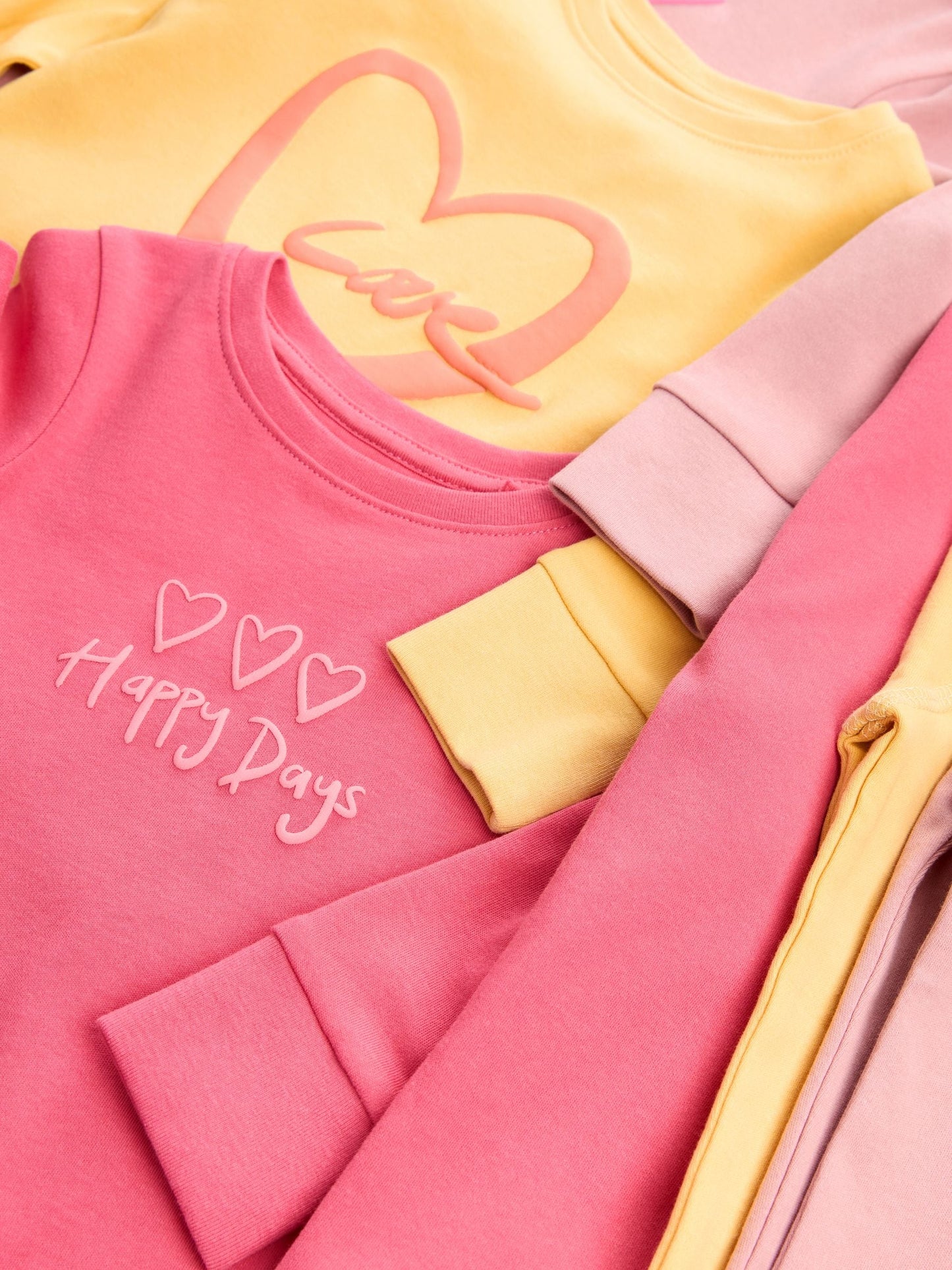 Pink/Yellow Slogan Printed Snuggle Pyjamas 3 Pack (9mths-12yrs)