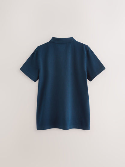 Dsiney Kidz - Navy Regular Fit Cotton School Short Sleeve Polo Shirts 2 Pack (3-16yrs) image 3