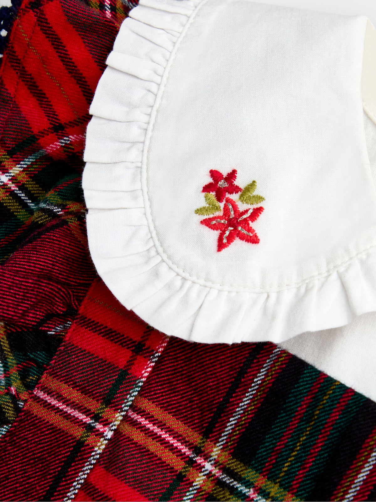 JoJo Maman Bébé Burgundy Red Tartan Embroidered Pinny Dress & Blouse Set - image 6