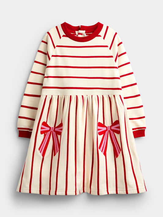 JoJo Maman Bébé Bright Red Bows Appliqué Christmas Dress - image 1