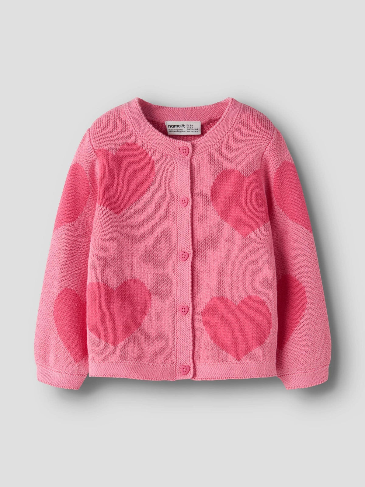 Name It Pink Heart Pattern Long Sleeve Cardigan - image 1